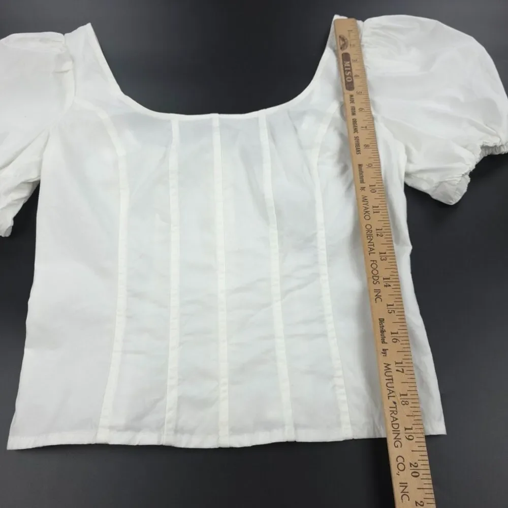 NWT J Crew Puff-sleeve squareneck top White cotton poplin Milkmaid Cottagecore 2